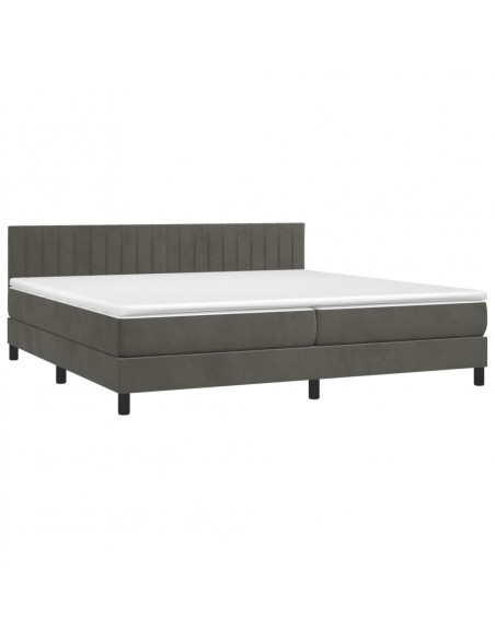 Giroletto a Molle con Materasso Grigio Scuro 200x200 cm Velluto