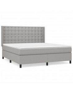 Giroletto a Molle con Materasso Grigio Chiaro180x200 cm Tessuto 2