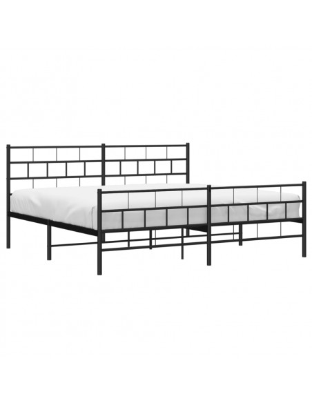 Giroletto con Testiera e Pediera Metallo Nero 183x213 cm