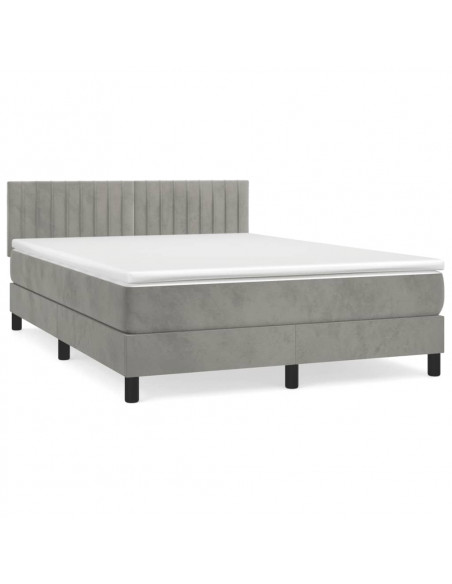 Giroletto a Molle con Materasso Grigio Chiaro 140x190cm Velluto