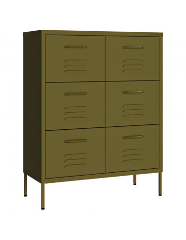 Cassettiera Verde Oliva 80x35x101,5 cm in Acciaio