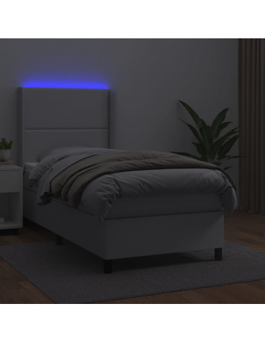 Giroletto Molle con Materasso e LED Bianco 80x200 cm Similpelle