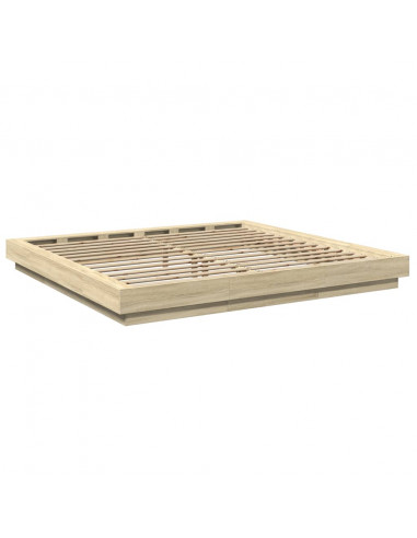 Giroletto Cassetti Luci LED Sonoma 200x200 cm Legno Multistrato
