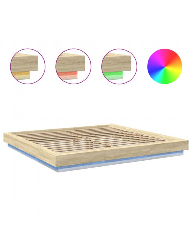 Giroletto Cassetti Luci LED Sonoma 200x200 cm Legno Multistrato