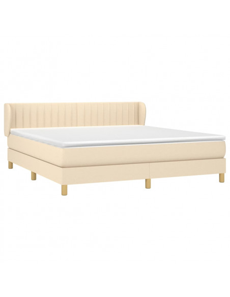 Giroletto a Molle con Materasso Crema 180x200 cm in Tessuto