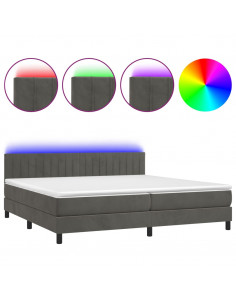 Letto a Molle con Materasso e LED Grigio Scuro 200x200 cm 2