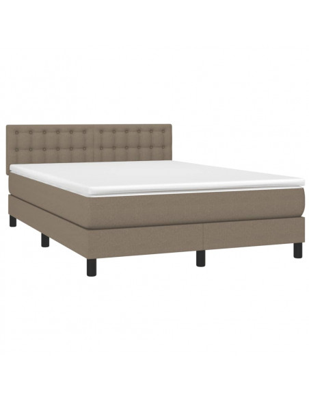 Letto a Molle con Materasso e LED Tortora 140x190 cm in Tessuto