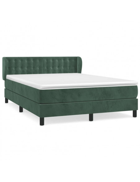 Giroletto a Molle con Materasso Verde Scuro 140x190 cm Velluto