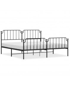 Giroletto con Testiera e Pediera Metallo Nero 193x203 cm 2