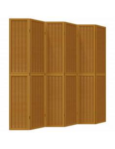 Divisorio Ambienti 6 Pannelli Marrone Legno Massello Paulownia 2