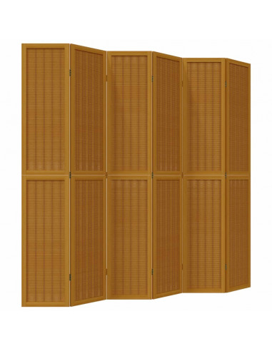 Divisorio Ambienti 6 Pannelli Marrone Legno Massello Paulownia
