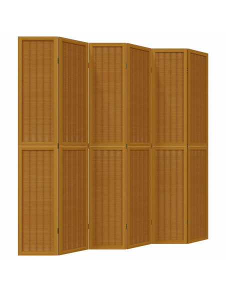Divisorio Ambienti 6 Pannelli Marrone Legno Massello Paulownia