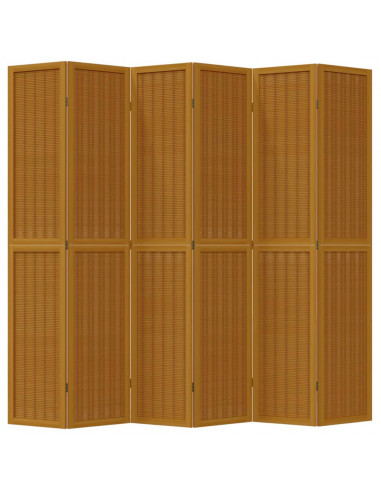 Divisorio Ambienti 6 Pannelli Marrone Legno Massello Paulownia