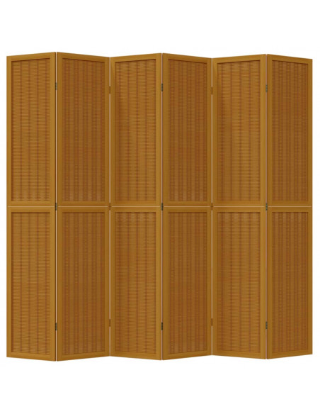 Divisorio Ambienti 6 Pannelli Marrone Legno Massello Paulownia