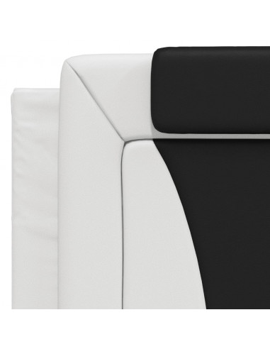 Letto con Materasso Bianco e Nero 100x200 cm in Similpelle