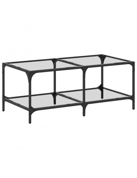 Tavolini con Piano Vetro Trasparente 2 pz 98,5x50x40 cm Acciaio