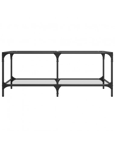 Tavolini con Piano Vetro Trasparente 2 pz 98,5x50x40 cm Acciaio