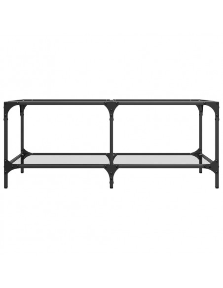 Tavolini con Piano Vetro Trasparente 2 pz 98,5x50x40 cm Acciaio