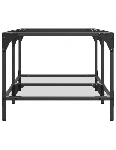 Tavolini con Piano Vetro Trasparente 2 pz 98,5x50x40 cm Acciaio