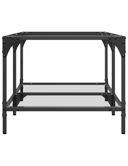 Tavolini con Piano Vetro Trasparente 2 pz 98,5x50x40 cm Acciaio