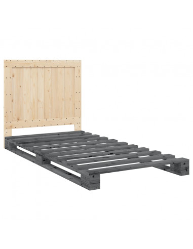 Giroletto con Testiera Grigio 100x200 cm Legno Massello di Pino