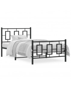 Giroletto con Testiera e Pediera Metallo Nero 100x190 cm 2