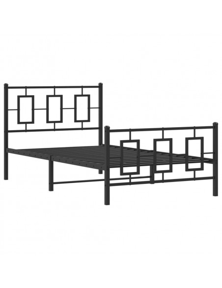 Giroletto con Testiera e Pediera Metallo Nero 100x190 cm