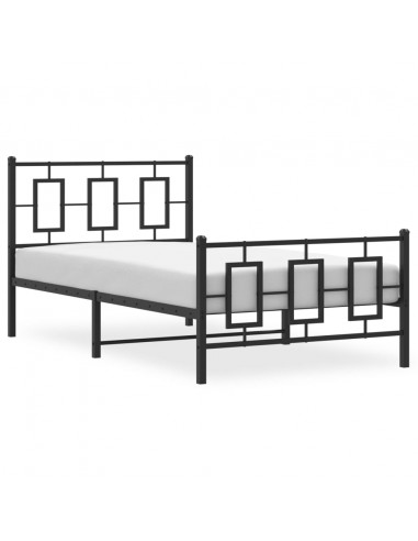 Giroletto con Testiera e Pediera Metallo Nero 100x190 cm