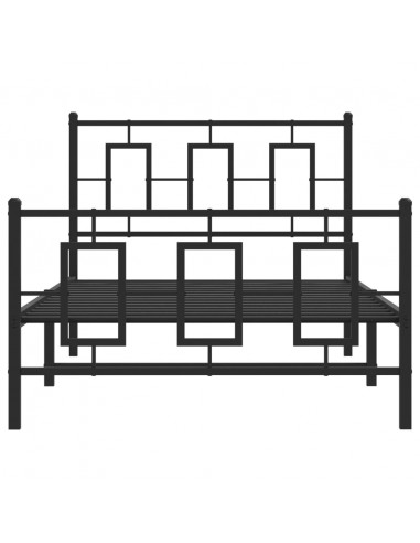 Giroletto con Testiera e Pediera Metallo Nero 100x190 cm