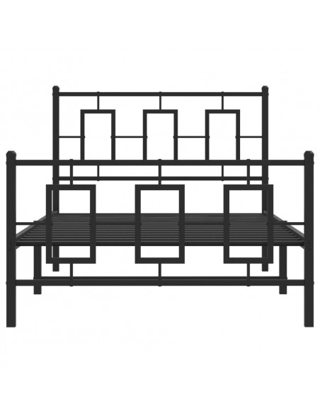 Giroletto con Testiera e Pediera Metallo Nero 100x190 cm