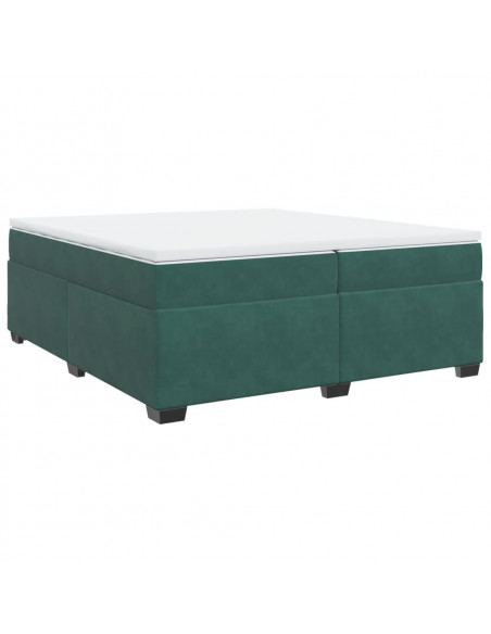 Giroletto a Molle con Materasso Verde Scuro 200x200 cm Velluto