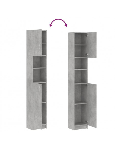 Mobile da Bagno Grigio Cemento 32x25,5x190 cm Legno Multistrato