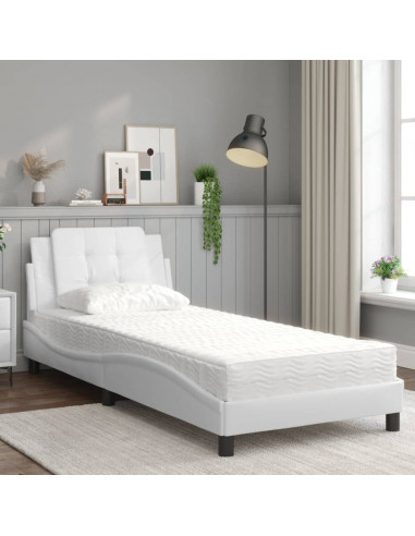 Letto con Materasso Bianco 90x200 cm in Similpelle