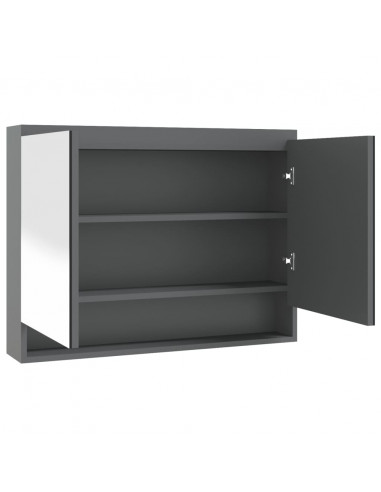 Armadietto Bagno con Specchio 80x15x60 cm in MDF Grigio