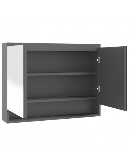 Armadietto Bagno con Specchio 80x15x60 cm in MDF Grigio