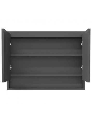 Armadietto Bagno con Specchio 80x15x60 cm in MDF Grigio