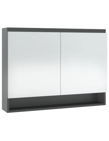 Armadietto Bagno con Specchio 80x15x60 cm in MDF Grigio