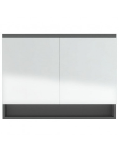 Armadietto Bagno con Specchio 80x15x60 cm in MDF Grigio