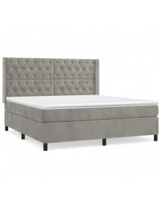 Giroletto a Molle con Materasso Grigio Chiaro 160x200cm Velluto 2