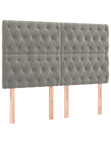 Giroletto a Molle con Materasso Grigio Chiaro 160x200cm Velluto