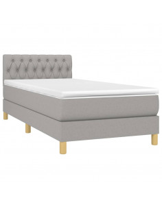 Letto a Molle Materasso e LED Grigio Chiaro 90x190 cm Tessuto 2