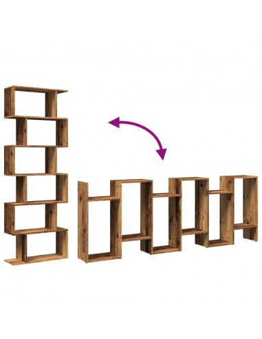 Libreria Divisorio 6Ripiani Legno Antico 70x24x193cm Truciolato