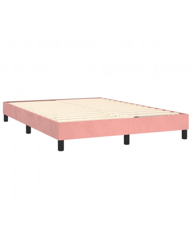 Letto a Molle con Materasso e LED Rosa 140x190 cm in Velluto