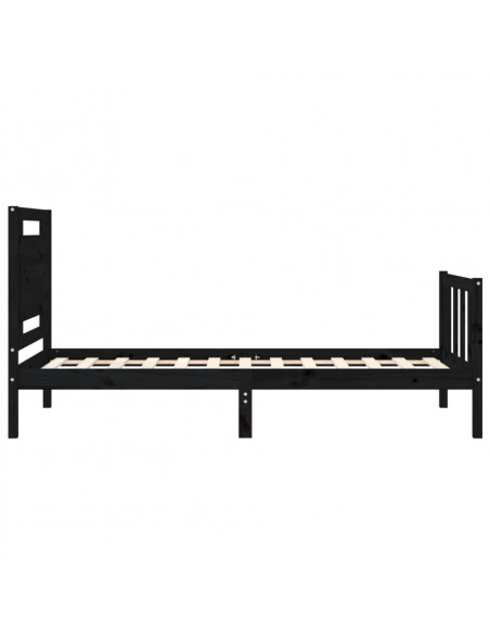 Giroletto con Testiera Nero Small Single in Legno Massello