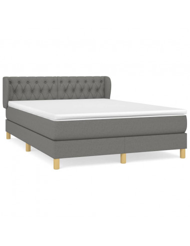 Giroletto a Molle con Materasso Grigio Scuro 140x190 cm Tessuto