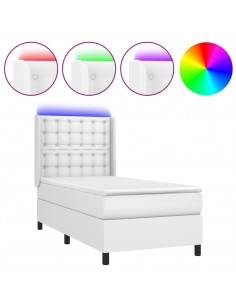 Giroletto Molle con Materasso e LED Bianco 90x190 cm Similpelle 2