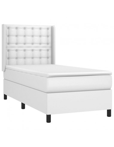 Giroletto Molle con Materasso e LED Bianco 90x190 cm Similpelle