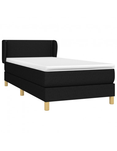 Giroletto a Molle con Materasso Nero 90x190 cm in Tessuto