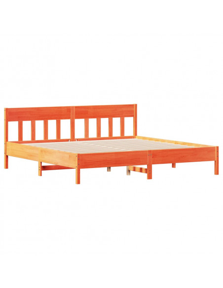 Giroletto con Testiera Marrone Cera 200x200 cm Massello Pino