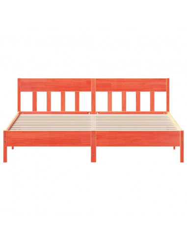 Giroletto con Testiera Marrone Cera 200x200 cm Massello Pino